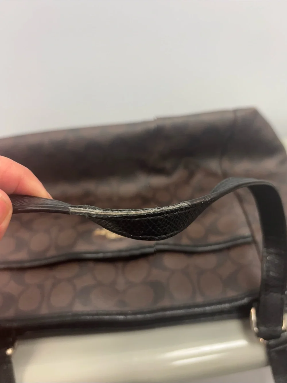 Coach Brown Signature Canvas Tote with Dark Leather Trim